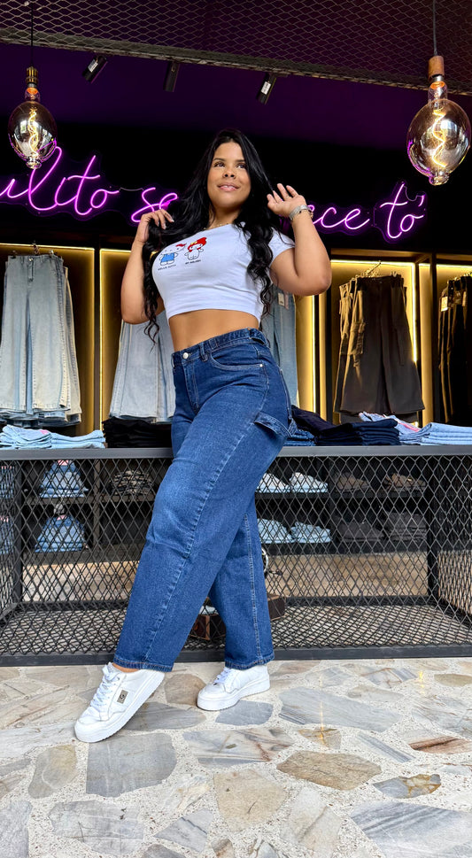 REF: 39095 ESTILO RECTO BARREL EN TELA DENIM STRETCH