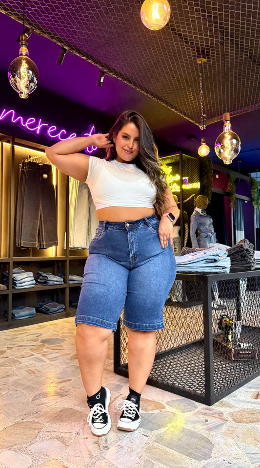 REF: 98333 BERMUDA CURVY TIRO ALTO EN TELA DENIM FULL STRETCH