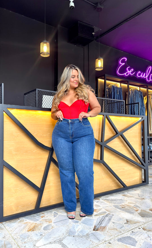 REF: 97932 RECTO CURVY TIRO ALTO, EN TELA DENIM PREMIUM FULL STRETCH
