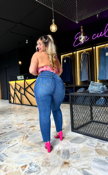 REF: ARF-1777 SKINNY CURVY TIRO ALTO LEVANTA COLA EN TELA DENIM FULL STRETCH