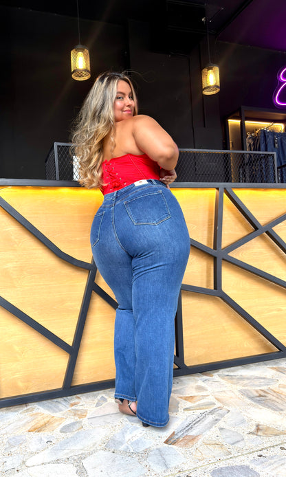 REF: 97932 RECTO CURVY TIRO ALTO, EN TELA DENIM PREMIUM FULL STRETCH