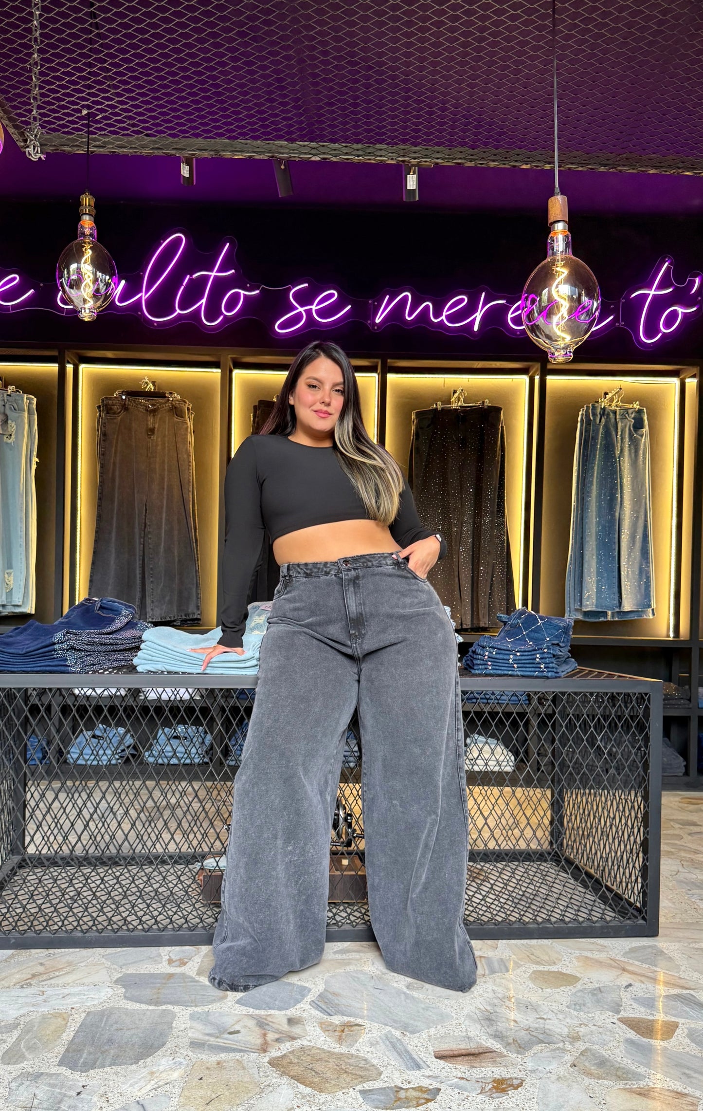 2514-JEAN CURVY ANCHO REALMENTE ANCHO EN TELA DENIM RÍGIDO