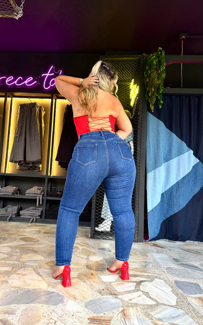 REF: ARF-1718 SKINNY CLÁSICO CURVY, TIRO ALTO EN TELA DENIM FULL STRETCH
