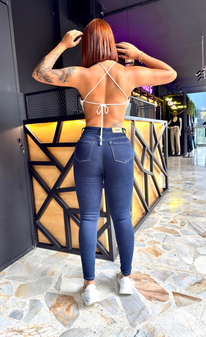 REF: 189-1954 SKINNY CLÁSICO EN TELA DENIM STRETCH, AZUL OSCURO