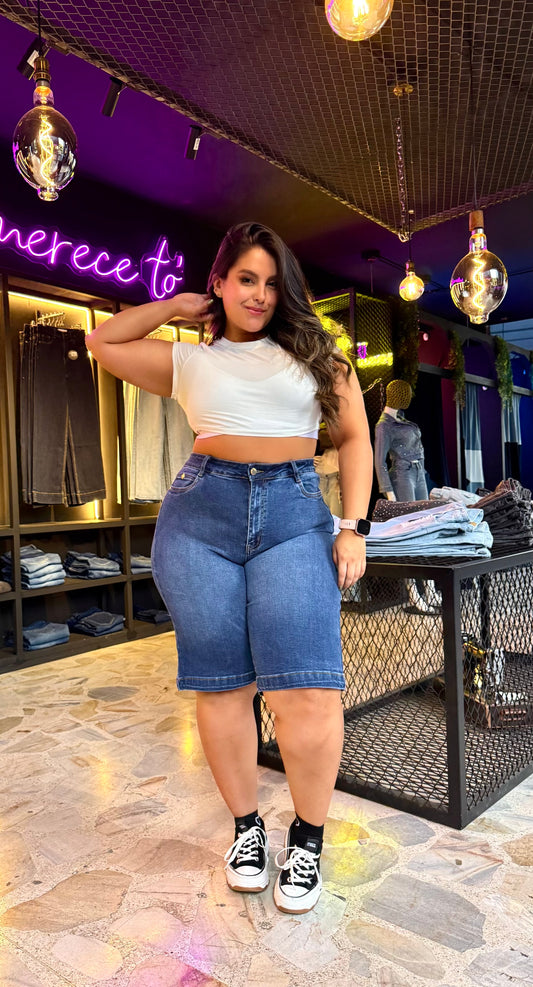 REF: 98333 BERMUDA CURVY TIRO ALTO EN TELA DENIM FULL STRETCH