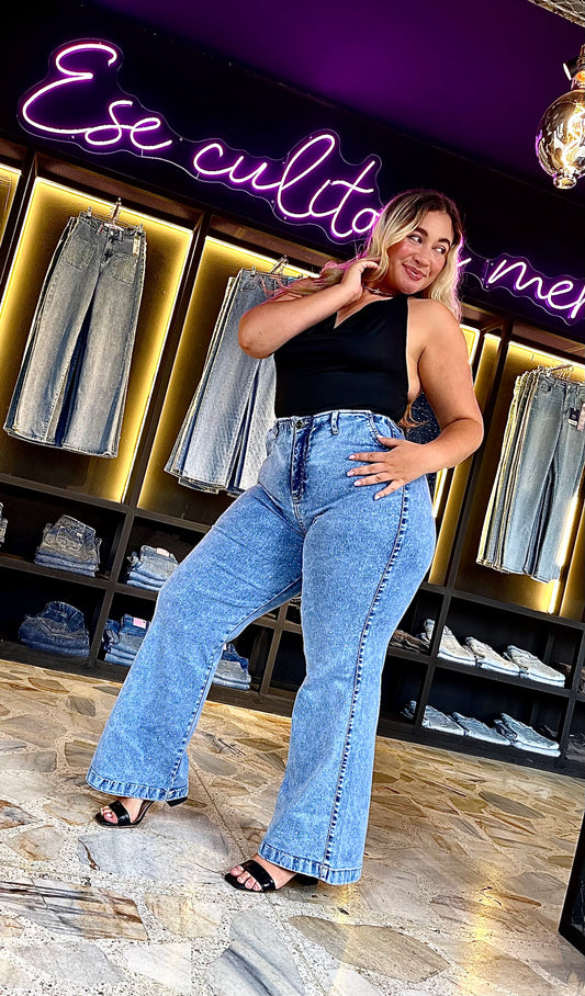 REF: 2506 JEAN EFECTO LIPO CON FAJA REDUCTORA PIEDRAS BRILLANTES CURVY