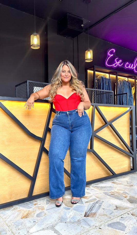 REF: 97932 RECTO CURVY TIRO ALTO, EN TELA DENIM PREMIUM FULL STRETCH
