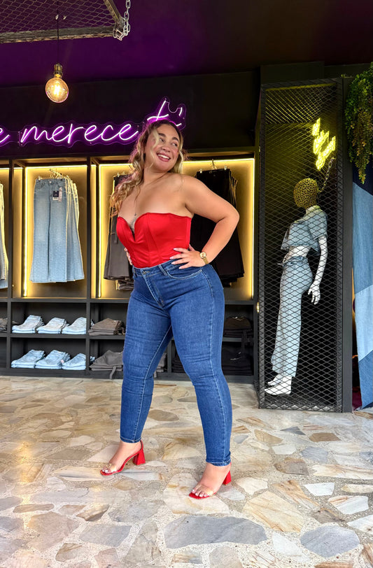 REF: ARF-1718 SKINNY CLÁSICO CURVY, TIRO ALTO EN TELA DENIM FULL STRETCH
