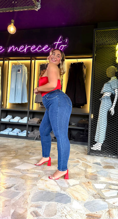 REF: ARF-1718 SKINNY CLÁSICO CURVY, TIRO ALTO EN TELA DENIM FULL STRETCH