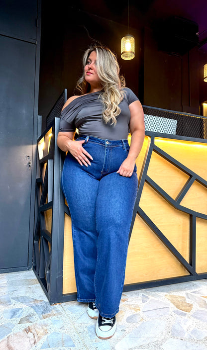 REF: 97941 RECTO CURVY TIRO ALTO, EN TELA DENIM PREMIUM FULL STRETCH, OSCURO