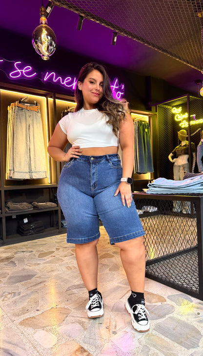 REF: 98333 BERMUDA CURVY TIRO ALTO EN TELA DENIM FULL STRETCH