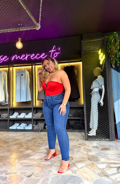 REF: ARF-1718 SKINNY CLÁSICO CURVY, TIRO ALTO EN TELA DENIM FULL STRETCH
