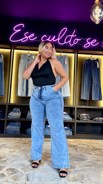 REF: 2506 JEAN EFECTO LIPO CON FAJA REDUCTORA PIEDRAS BRILLANTES CURVY