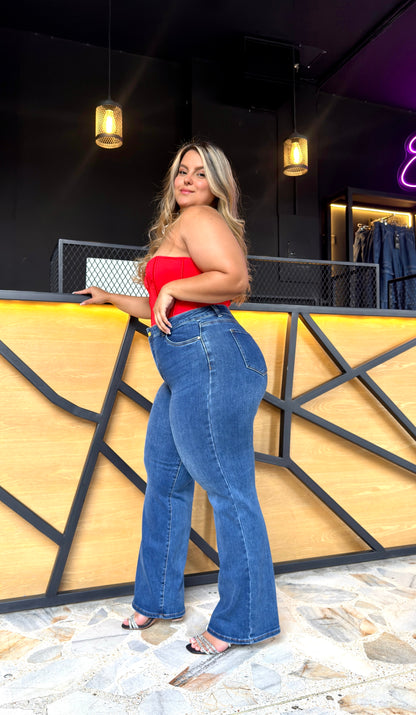 REF: 97932 RECTO CURVY TIRO ALTO, EN TELA DENIM PREMIUM FULL STRETCH