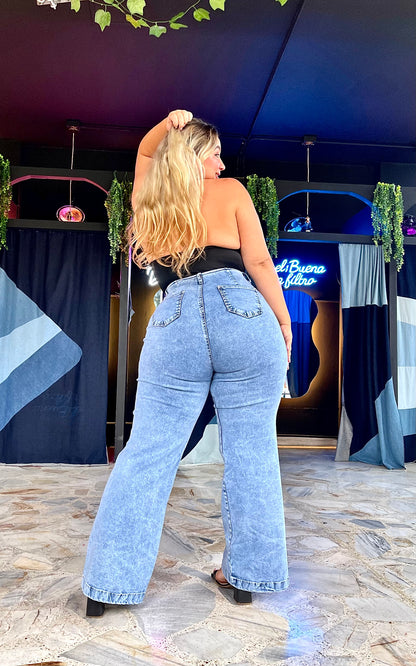 REF: 2506 JEAN EFECTO LIPO CON FAJA REDUCTORA PIEDRAS BRILLANTES CURVY