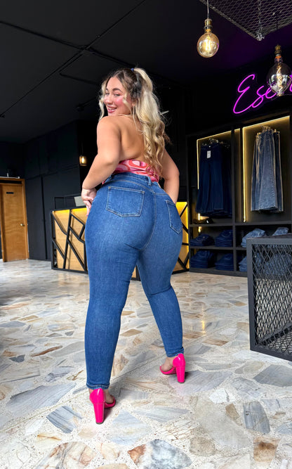 REF: ARF-1777 SKINNY CURVY TIRO ALTO LEVANTA COLA EN TELA DENIM FULL STRETCH