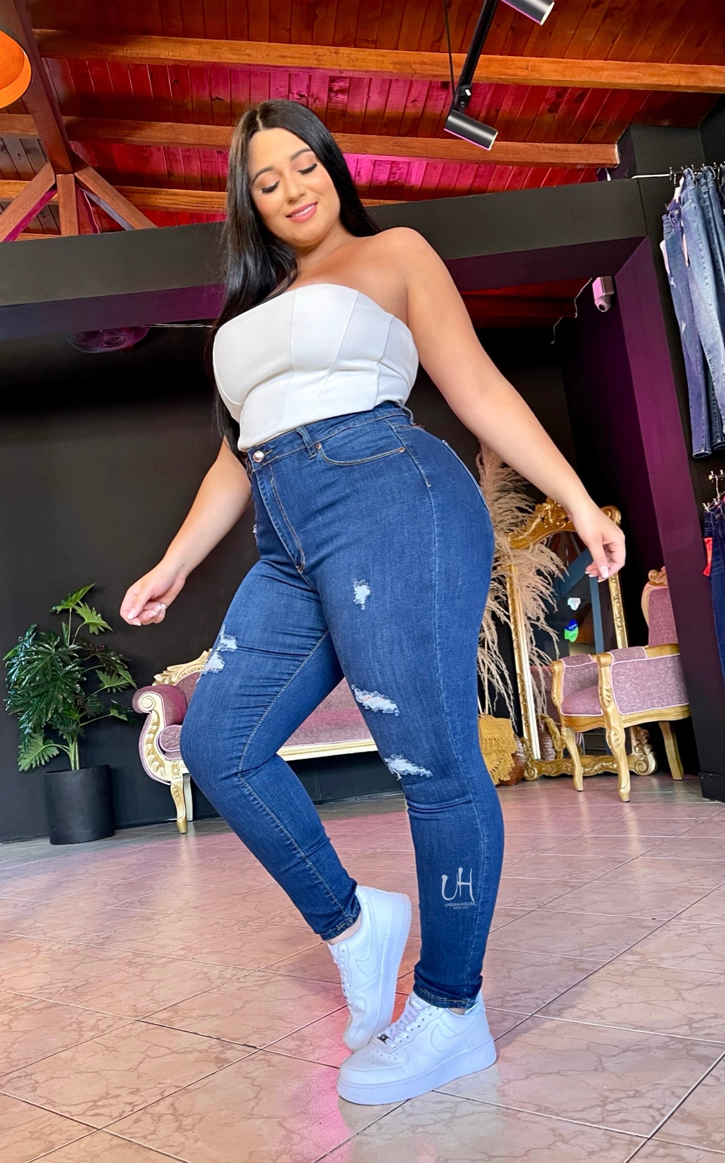 REF: 80423 SKINNY CURVY LEVANTA COLA EN TELA DENIM FULL STRETCH