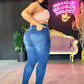 REF: 32266 SKINNY CURVY  EN TELA DENIM STRETCH CON ROTOS