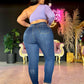 REF: 80422 SKINNY CURVY LEVANTA COLA TIRO ALTO EN TELA DENIM STRETCH