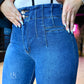 REF: 37101 FLARE CON PINZAS EFECTO LIPO LEVANTA COLA EN TELA DENIM STRETCH