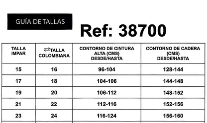 REF: 38700 BOTA RECTA CURVY TIRO ALTO EN TELA DENIM FULL STRETCH