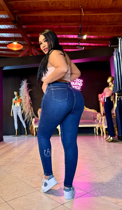 REF: 90520/90521 SKINNY CON CONTROL DE ABDOMEN Y LEVANTA COLA EN TELA DENIM STRETCH