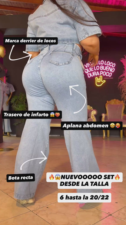 2501 JEAN BOTA RECTA CON FAJA, EFECTO CINTURA DE AVISPA CURVY